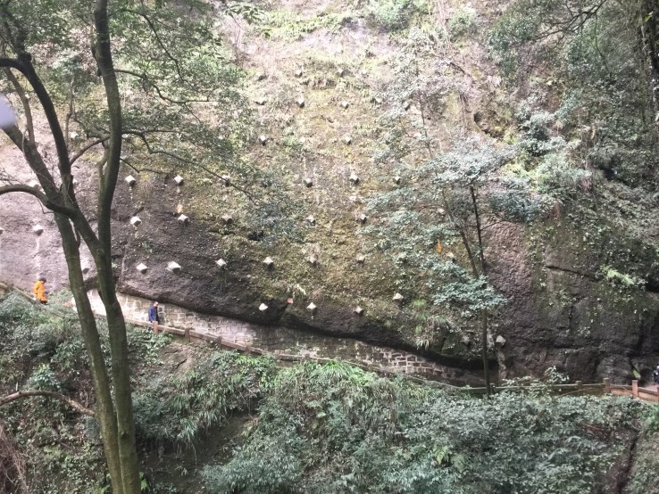 This is a very interesting geographic feature of mountains in Si Chuan. People have to walk carefully through it. It is about 1.7m wide, and many need to bend their necks. It is also a spot for photography as the shape feels like a writing brush. 